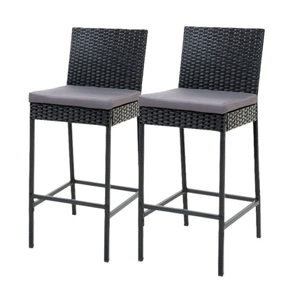 Gardeon 2-Piece Outdoor Bar Stools Dining Chair Bar Stools Rattan Furniture.