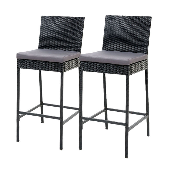 Gardeon 2-Piece Outdoor Bar Stools Dining Chair Bar Stools Rattan Furniture.