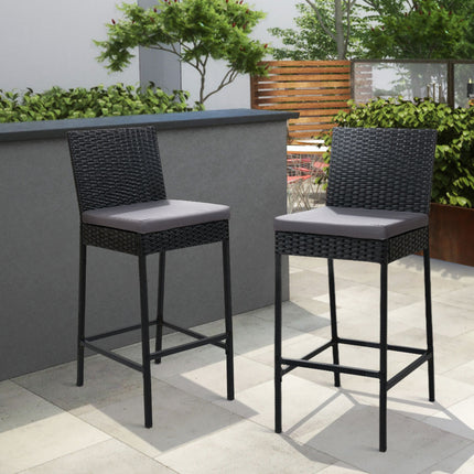 Gardeon 2-Piece Outdoor Bar Stools Dining Chair Bar Stools Rattan Furniture.