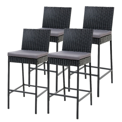 Gardeon 4-Piece Outdoor Bar Stools Dining Chair Bar Stools Rattan Furniture.