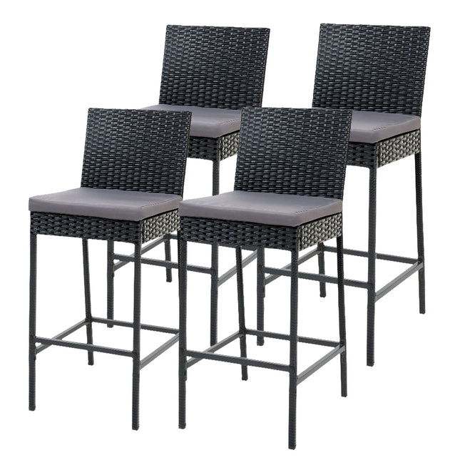 Gardeon 4-Piece Outdoor Bar Stools Dining Chair Bar Stools Rattan Furniture.