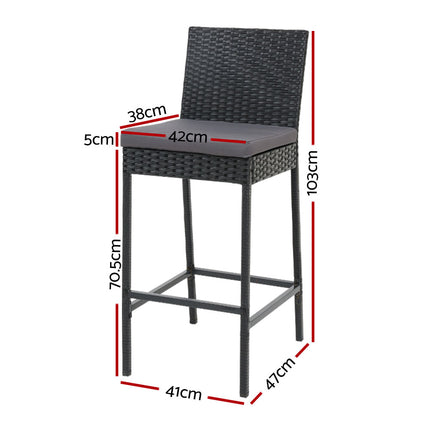 Gardeon 4-Piece Outdoor Bar Stools Dining Chair Bar Stools Rattan Furniture.