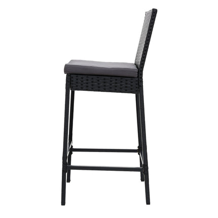 Gardeon 4-Piece Outdoor Bar Stools Dining Chair Bar Stools Rattan Furniture.