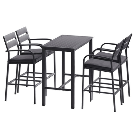 Gardeon Outdoor Bar Set 5-Piece Patio Dining Chairs Aluminium Table Stools.