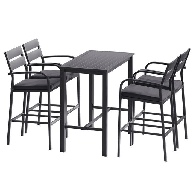 Gardeon Outdoor Bar Set 5-Piece Patio Dining Chairs Aluminium Table Stools.
