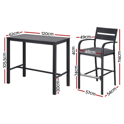 Gardeon Outdoor Bar Set 5-Piece Patio Dining Chairs Aluminium Table Stools.