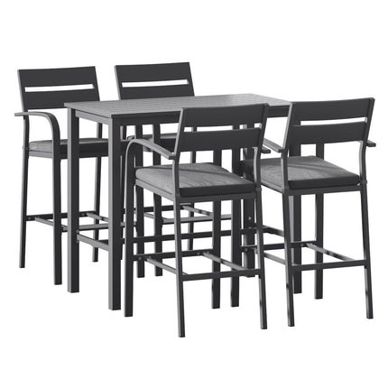 Gardeon Outdoor Bar Set 5-Piece Patio Dining Chairs Aluminium Table Stools.