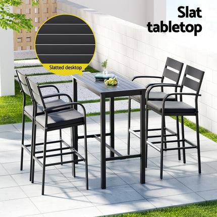 Gardeon Outdoor Bar Set 5-Piece Patio Dining Chairs Aluminium Table Stools.