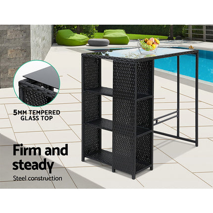 Gardeon 5-Piece Outdoor Bar Set Patio Dining Chairs Wicker Table Stools.