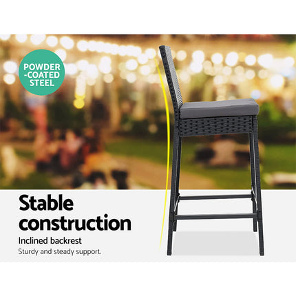 Gardeon 5-Piece Outdoor Bar Set Patio Dining Chairs Wicker Table Stools.