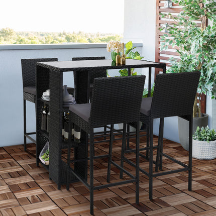 Gardeon 5-Piece Outdoor Bar Set Patio Dining Chairs Wicker Table Stools.