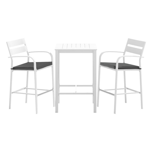 Gardeon Outdoor Bar Set Stools 3-Piece Dining Chairs Table Patio Aluminium Bistro Set.
