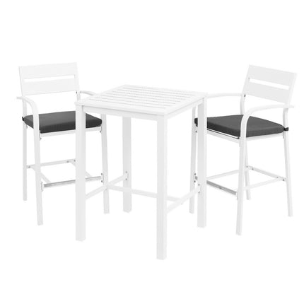 Gardeon Outdoor Bar Set Stools 3-Piece Dining Chairs Table Patio Aluminium Bistro Set.