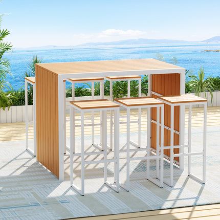 Gardeon 7-Piece Outdoor Bar Set Table Chairs Patio Bistro Set 6 Seater.