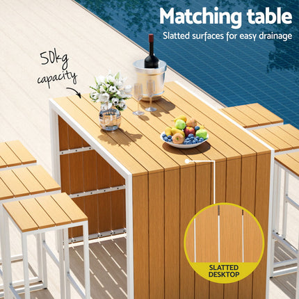 Gardeon 7-Piece Outdoor Bar Set Table Chairs Patio Bistro Set 6 Seater.