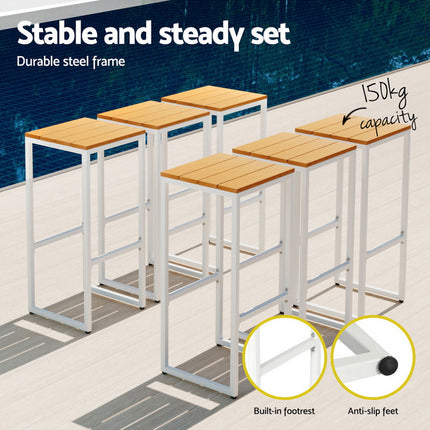 Gardeon 7-Piece Outdoor Bar Set Table Chairs Patio Bistro Set 6 Seater.