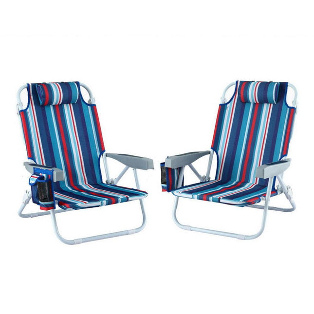 Gardeon Outdoor Chairs Beach Chair Backpack Cooler Storage Lightweight Fishing Blue.