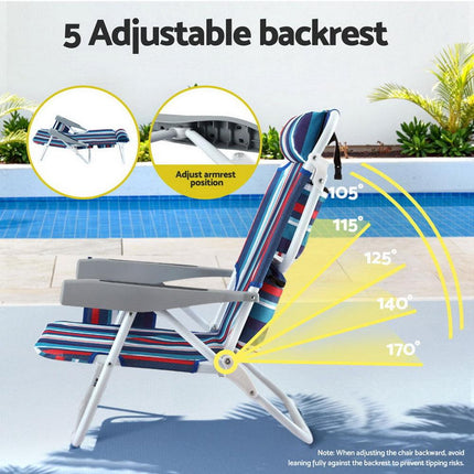 Gardeon Outdoor Chairs Beach Chair Backpack Cooler Storage Lightweight Fishing Blue.