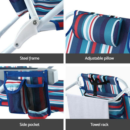 Gardeon Outdoor Chairs Beach Chair Backpack Cooler Storage Lightweight Fishing Blue.
