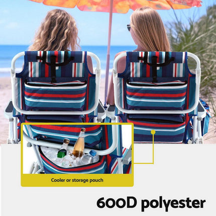 Gardeon Outdoor Chairs Beach Chair Backpack Cooler Storage Lightweight Fishing Blue.