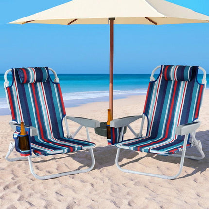 Gardeon Outdoor Chairs Beach Chair Backpack Cooler Storage Lightweight Fishing Blue.