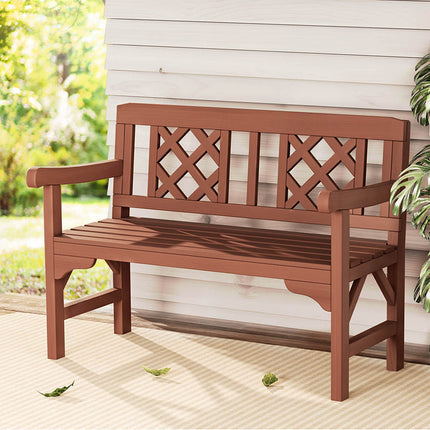Gardeon Outdoor Garden Bench Wooden Chair 2 Seat Patio Furniture Lounge Natural.