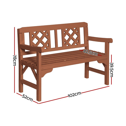 Gardeon Outdoor Garden Bench Wooden Chair 2 Seat Patio Furniture Lounge Natural.
