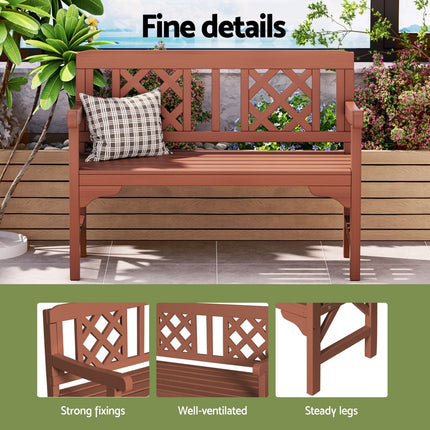 Gardeon Outdoor Garden Bench Wooden Chair 2 Seat Patio Furniture Lounge Natural.