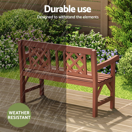 Gardeon Outdoor Garden Bench Wooden Chair 2 Seat Patio Furniture Lounge Natural.