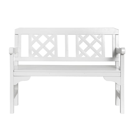 Gardeon Outdoor Garden Bench Wooden Chair 2 Seat Patio Furniture Lounge White.