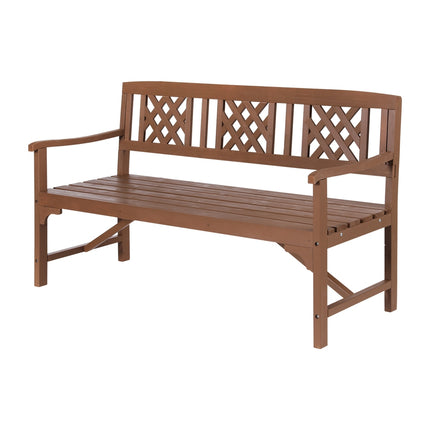 Gardeon Outdoor Garden Bench Wooden Chair 3 Seat Patio Furniture Lounge Natural.