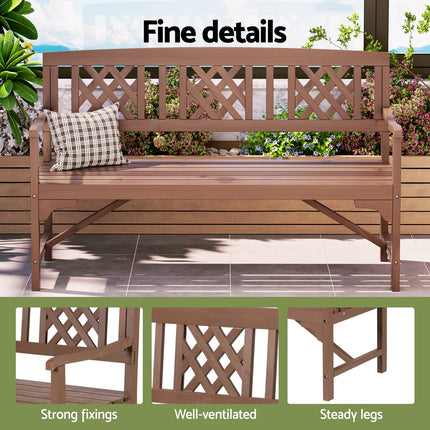 Gardeon Outdoor Garden Bench Wooden Chair 3 Seat Patio Furniture Lounge Natural.