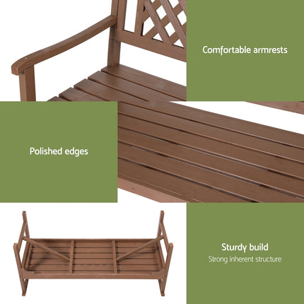 Gardeon Outdoor Garden Bench Wooden Chair 3 Seat Patio Furniture Lounge Natural.