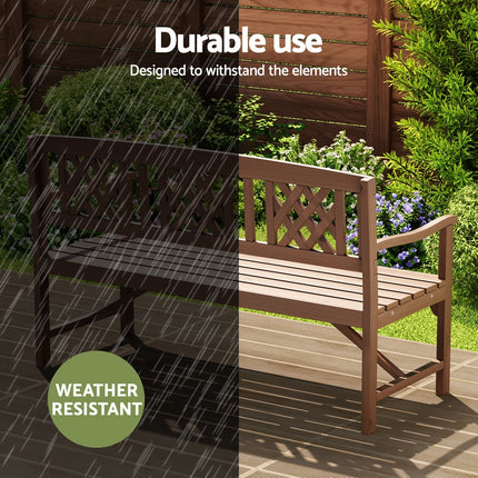 Gardeon Outdoor Garden Bench Wooden Chair 3 Seat Patio Furniture Lounge Natural.