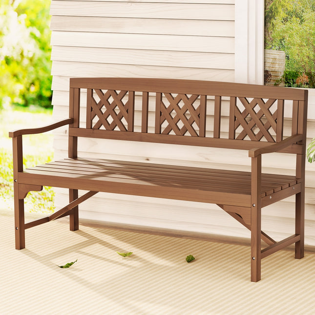 Gardeon Outdoor Garden Bench Wooden Chair 3 Seat Patio Furniture Lounge Natural.