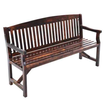Gardeon 5FT Outdoor Garden Bench Wooden 3 Seat Chair Patio Furniture Charcoal.