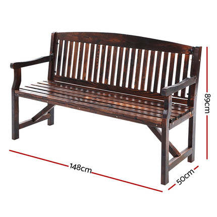 Gardeon 5FT Outdoor Garden Bench Wooden 3 Seat Chair Patio Furniture Charcoal.