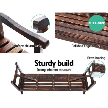Gardeon 5FT Outdoor Garden Bench Wooden 3 Seat Chair Patio Furniture Charcoal.