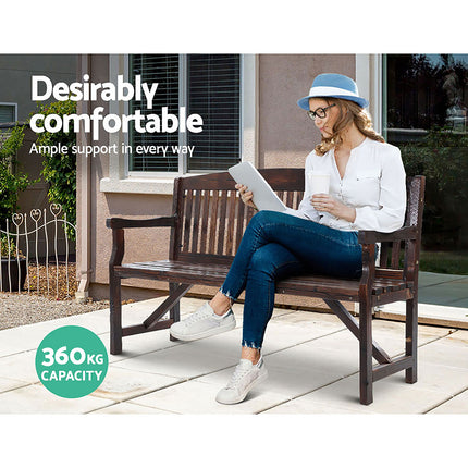 Gardeon 5FT Outdoor Garden Bench Wooden 3 Seat Chair Patio Furniture Charcoal.