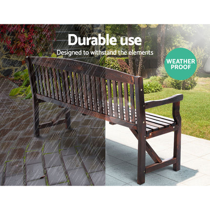 Gardeon 5FT Outdoor Garden Bench Wooden 3 Seat Chair Patio Furniture Charcoal.