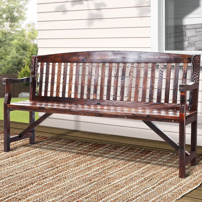Gardeon 5FT Outdoor Garden Bench Wooden 3 Seat Chair Patio Furniture Charcoal.