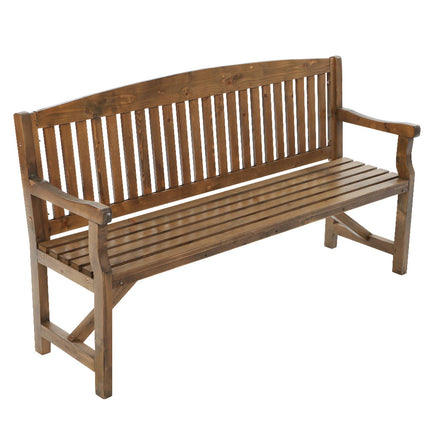 Gardeon 5FT Outdoor Garden Bench Wooden 3 Seat Chair Patio Furniture Natural.