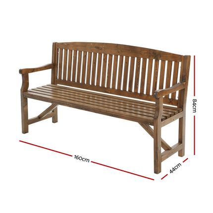 Gardeon 5FT Outdoor Garden Bench Wooden 3 Seat Chair Patio Furniture Natural.