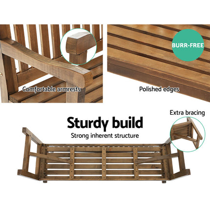 Gardeon 5FT Outdoor Garden Bench Wooden 3 Seat Chair Patio Furniture Natural.