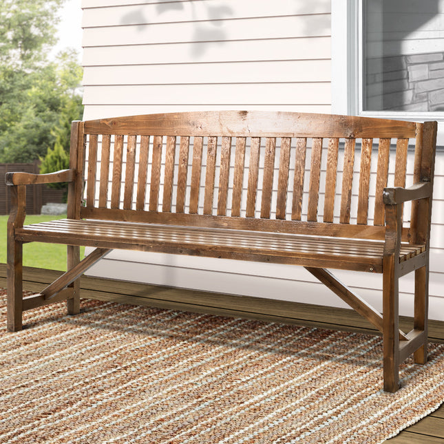 Gardeon 5FT Outdoor Garden Bench Wooden 3 Seat Chair Patio Furniture Natural.