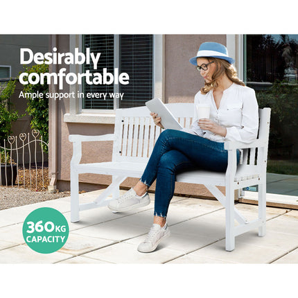 Gardeon 5FT Outdoor Garden Bench Wooden 3 Seat Chair Patio Furniture White.