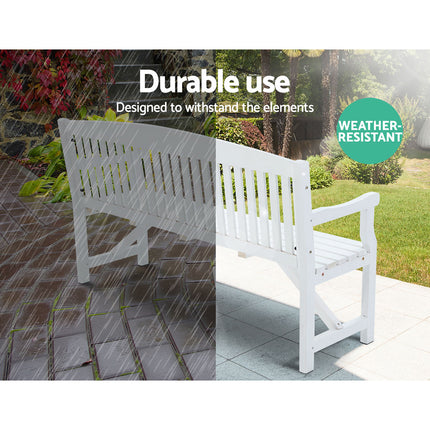 Gardeon 5FT Outdoor Garden Bench Wooden 3 Seat Chair Patio Furniture White.