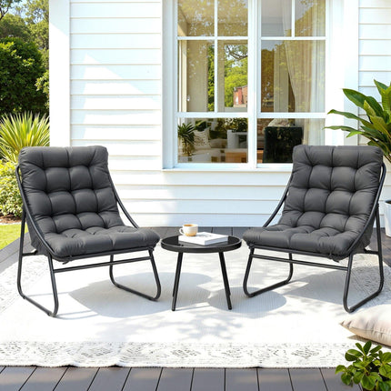 Gardeon 3PC Outdoor Bistro Set Patio Furniture Table and Chairs Steel Dining Chair.