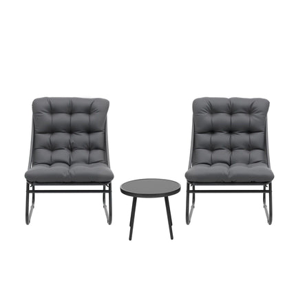 Gardeon 3PC Outdoor Bistro Set Patio Furniture Table and Chairs Steel Dining Chair.
