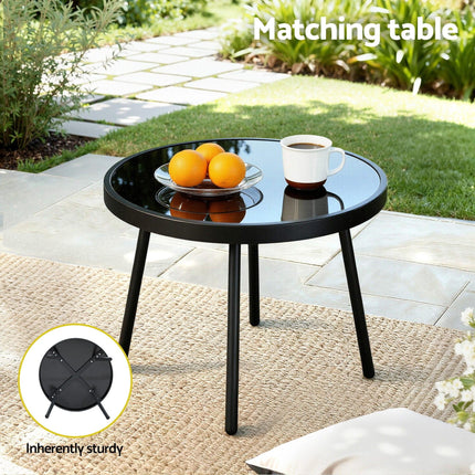 Gardeon 3PC Outdoor Bistro Set Patio Furniture Table and Chairs Steel Dining Chair.